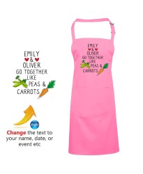 Sarcastic Go Together Like Peas & Carrot Custom Text His Her Name Printed Adult Unisex Wedding Apron 
